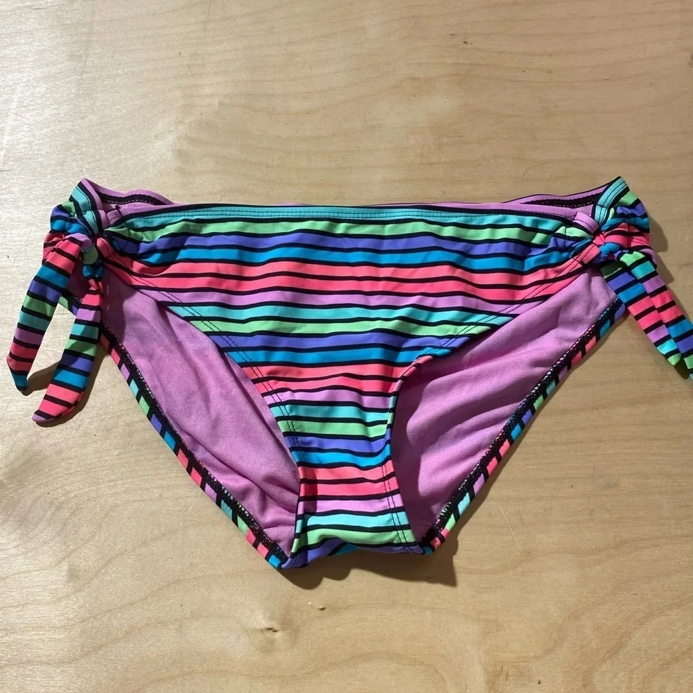 Tahiti Colorful Striped Bikini Bottoms size Medium (HF)